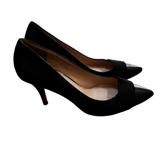 14th & Union black leather pumps classic pointy toes & stiletto heels US 10M - Picture 7 of 10